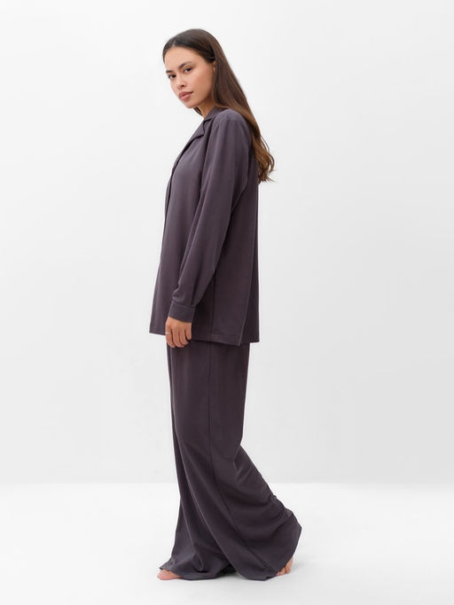 Костюм женский: рубашка, брюки, топ, KAFTAN Base, размер 42, графитовый