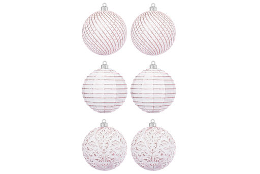 Набор 6 новогодних шаров 9,5*9,5 см Винтаж розовый с эффектом старины - Elan gallery фото 10