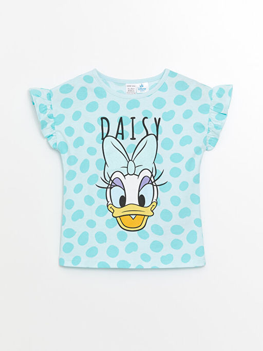 Bisiklet Yaka K?sa Kollu Daisy Duck Bask?l? K?z Bebek Pijama Tak?m - Waikiki фото 2