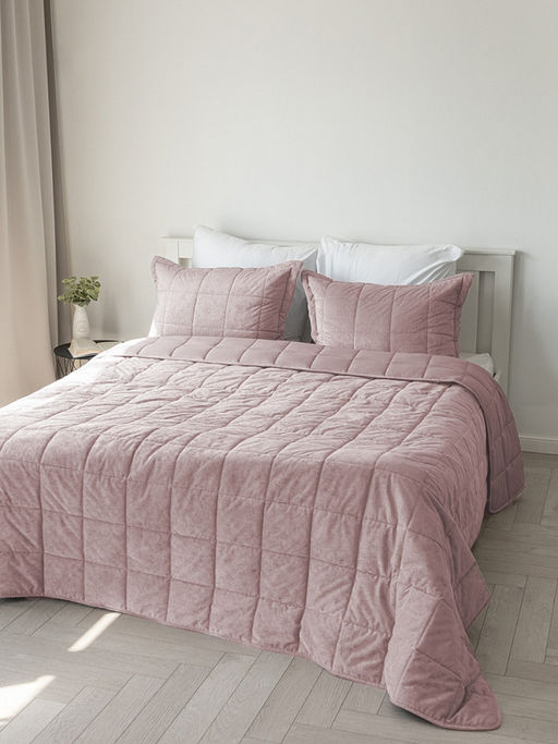 Покрывало вельвет 200x240 розовый вельвет