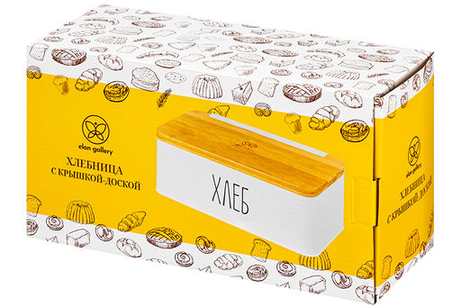 Хлебница Elan Gallery белая металл с бамбуковой крышкой 33×18×13 см  фото 11