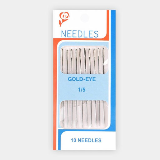 Цена за 10 шт. Иглы швейные №1/5, с золотым ушком, d=0.93 мм, 5 см, набор 10 шт.