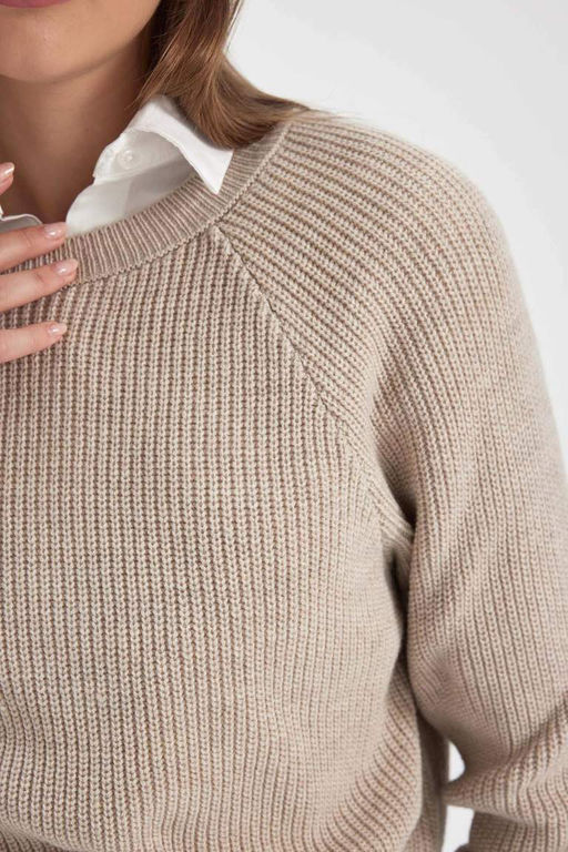 Крутой свитер стандартной посадки с круглым вырезом - Defacto фото 6