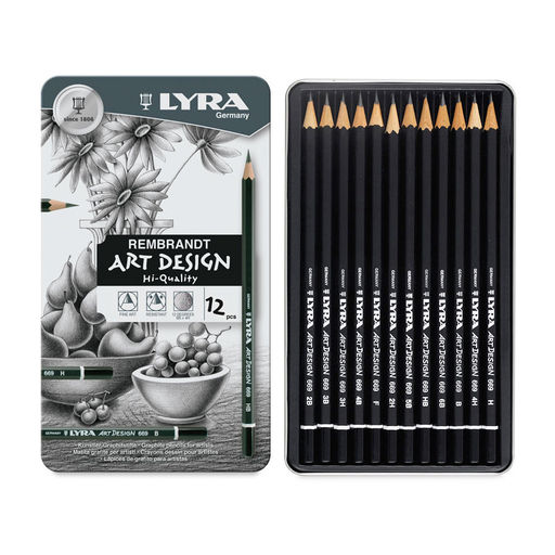 LYRA L1111120 Набор карандашей Art Design заточенный ассорти 12 шт. ассорти 6B-4H в металлической коробке L1111120