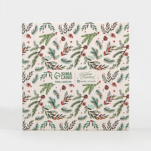 Цена за 5 шт. Коробка для кондитерских изделий новогодняя с пластиковой крышкой «Ёлка», 13×13×3 см