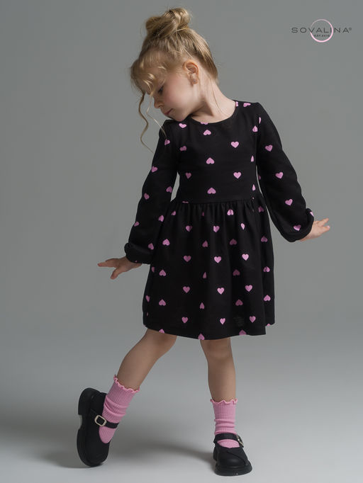 Платье Моана розовые сердечки на черном - Sovalina фото 17