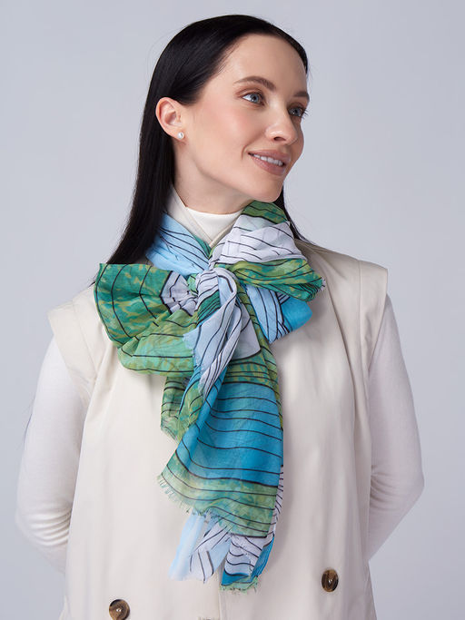 Большой мягкий очень нежный двусторонний палантин в стиле арт-деко - Tantino фото 14