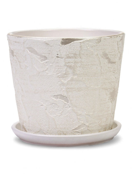 Горшок цветочный с поддоном 2,6 л, d18/h16 см белый керамика, "Венера" (М)