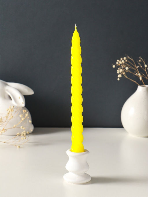 Набор свечей витых, 2.3×24.5 см, 5 ч, 50 г, 4 шт., жёлтый