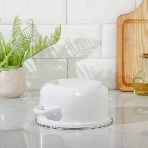 Кастрюля эмалированная, 1.5 л, d=16 см, с крышкой, без деколи, белая