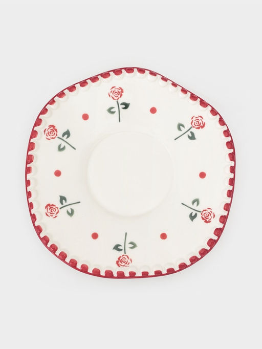 Чайная пара «Роза красная», 2 предмета: блюдце 16×1.5 см, чашка 13×10×7 см, белая