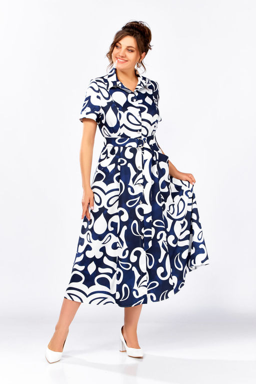 Платье Swallow 844.3 темно-синий в белый принт фото 4