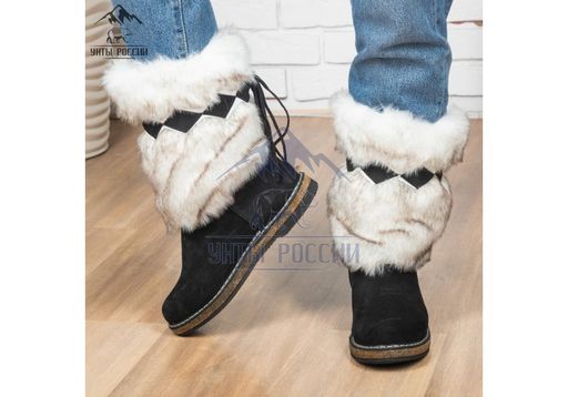 сапоги унты Песец, натуральная замша, натуральная овчина, войлочная подошва - Мирунт фото 5