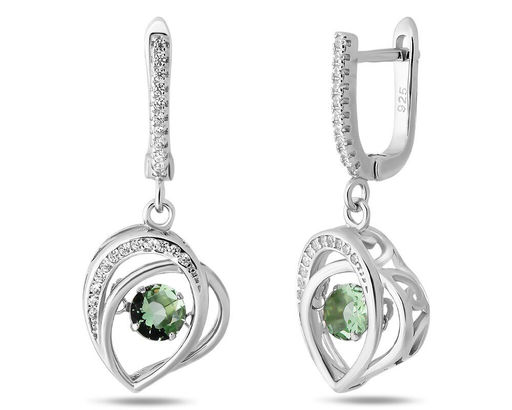 Серьги, празиолит кварц, BY-3172