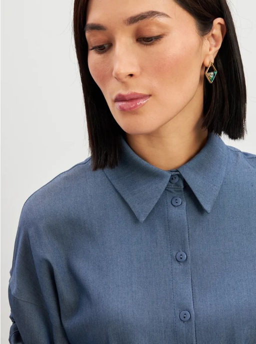 Блузка тонкая джинса OD-858-4 темный джинс OD-858-4 - Tantino фото 19