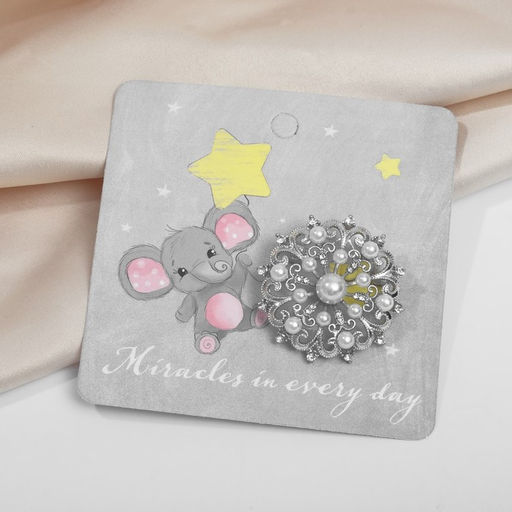 Брошь Снежинка жемчужная, цвет белый в серебре - Queen fair фото 2