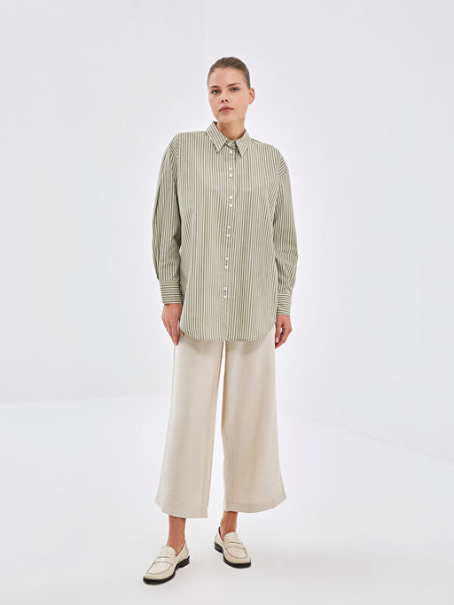 ?izgili Poplin Kad?n G?mlek