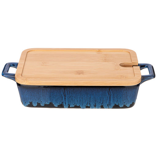 ФОРМА ДЛЯ ЗАПЕКАНИЯ REACTIVE BLUE С БАМБУК. КРЫШКОЙ 30,2*18*5,5 СМ - Agness фото 3