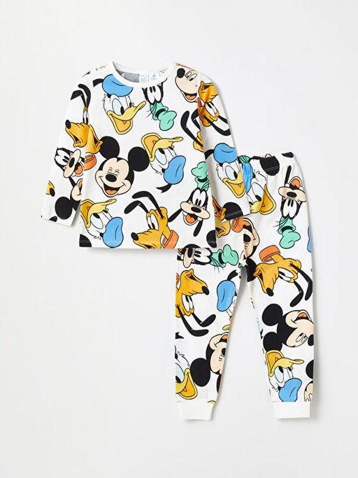 Bisiklet Yaka Uzun Kollu Mickey Mouse Erkek Bebek Pijama Tak?m?