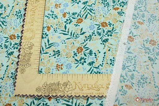 Штапель Премиум Цветочная зарисовка цв.бледная мята, ш.1.43м, вискоза-100%, 120гр/м.кв - Купава фото 9