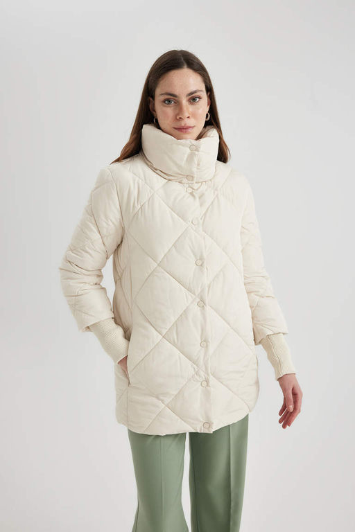 Водонепроницаемая стеганая куртка-пуховик с воротником-стойкой