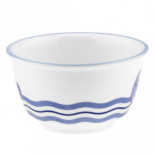 "Синий полосатик" Салатник фарфоровый 400мл, д12см, h6,6см, отводка, белый (Китай)