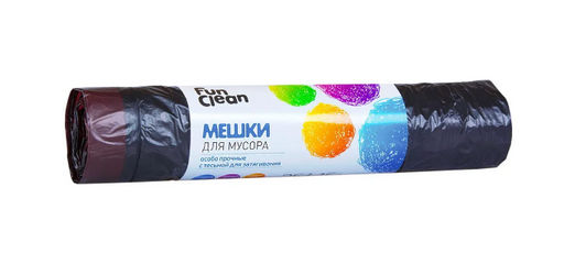 FUN CLEAN мешки д/мусора Суперпрочные с затяжками 35л*15шт в Рулоне (стальные)