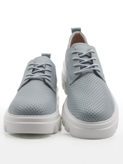 03-HY11-3D GRAY/LT. BLUE Полуботинки летние женские (натуральная кожа)