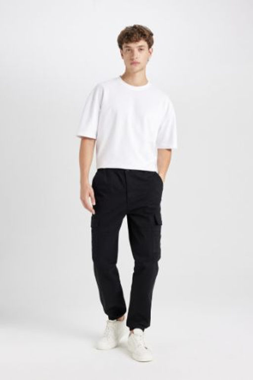 Regular Fit Gabardin Jogger Pantolon Kargo Cepli Lastikli Paca