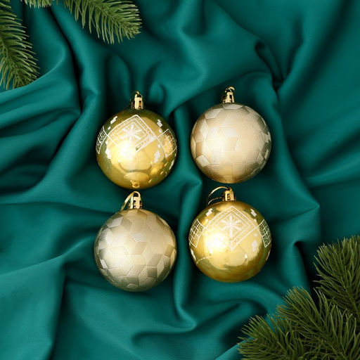 Ёлочные игрушки Новогодние забавы, шары новогодние, d=5.5 см, набор 4 шт., ромб цветок, золото