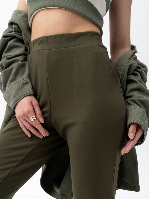 Брюки футер 2-х нитка,хаки - Binita фото 6