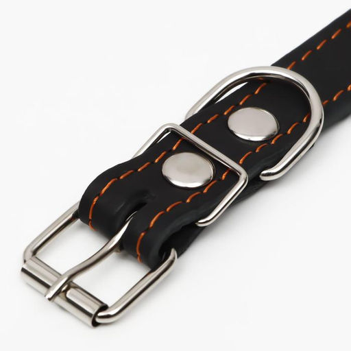 Ошейник кожаный однослойный, безразмерный, 56 х 2.5 см, ОШ 17-44 см, чёрный - Пижон фото 4