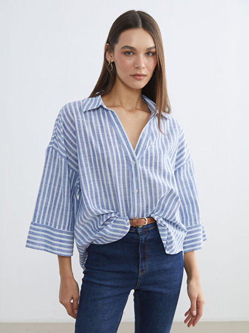 ?izgili Oversize Poplin Kad?n G?mlek