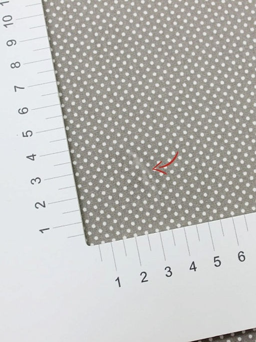 Импорт. хлопок Горошек 1.5/2  цв.серо-кофейный, СОРТ2, ш.1.45м, хлопок-100%, 115гр/м.кв - Купава фото 5