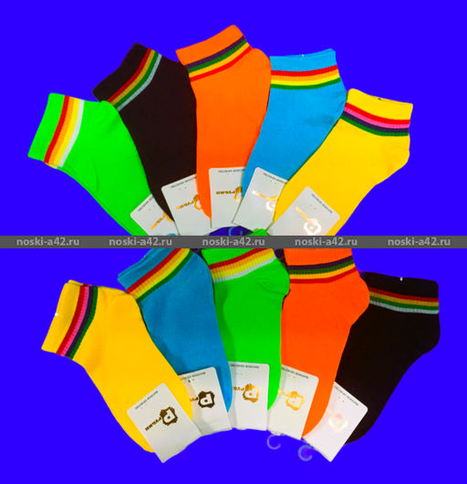 Цена за 10 пар. Байвэй (Рубин) носки женские укороченные ЦВЕТНЫЕ с полосочками 36-41 (фактически 36-40) - Байвей фото 2