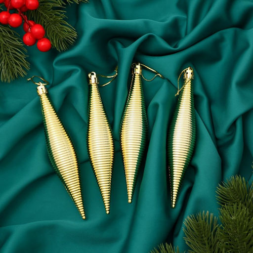 Цена за 2 шт. Ёлочные игрушки 4 шт. «Морозец», 3×14.5 см, золото