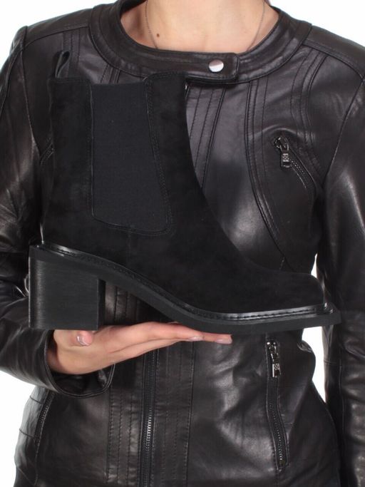 04-E21W-1B BLACK Ботинки зимние женские (натуральная замша, натуральный мех) - Фабричный китай фото 3