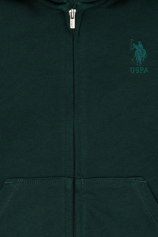 Темно-зеленая базовая толстовка с капюшоном для мальчиков - U.s. polo assn фото 3