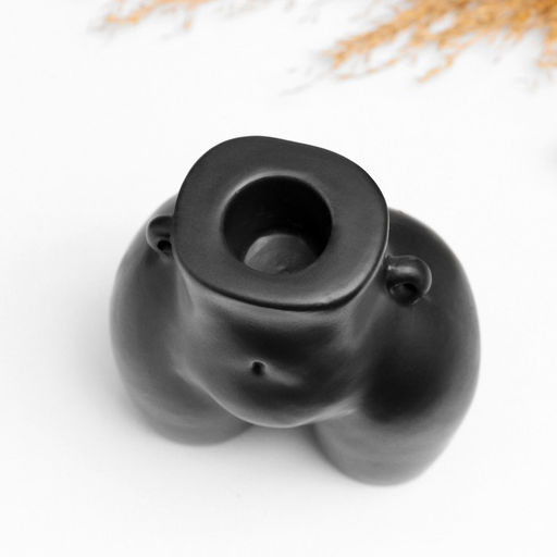 Подсвечник на 1 свечу TAKE IT EASY «Марта», керамика, чёрный глянец, 10×6×8 см