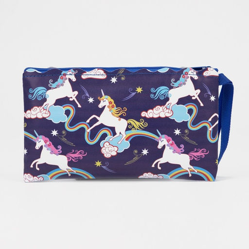 Цена за 3 шт. Косметичка-пенал на молнии, плоская, с ручкой, с рисунком Париж, синяя - Simaland фото 2