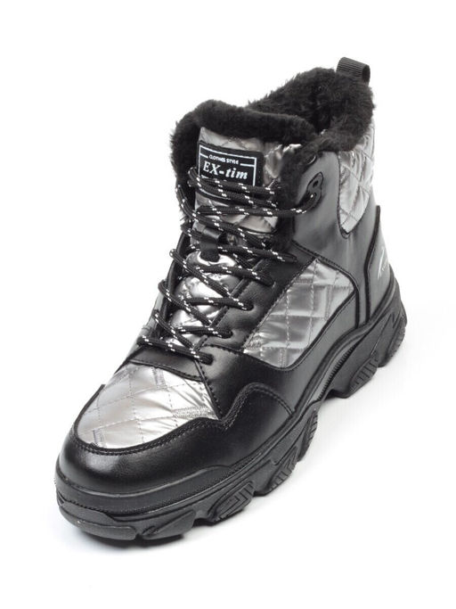 2222-3 BLACK Ботинки зимние женские (искусственные материалы)