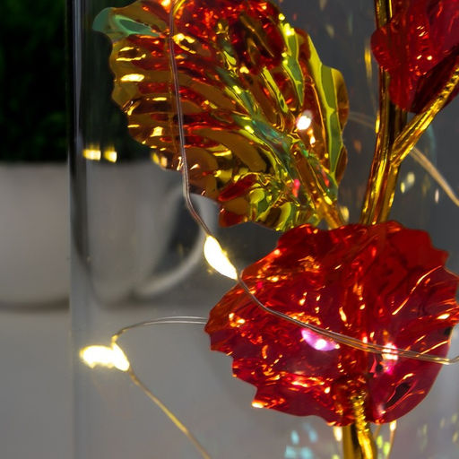 Фигурка светящаяся колба RISALUX Красный цветок, LED-ночник, от батареек 3ААА, 11?11?21.5 см  фото 4