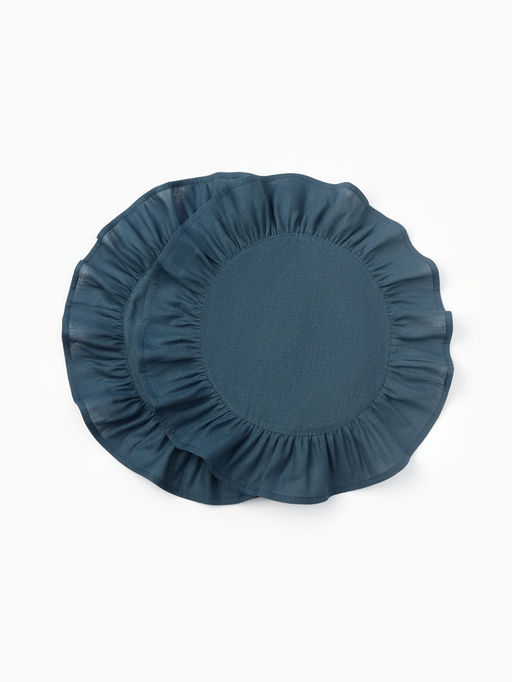 Набор салфеток «Этель», 36×36 см - 2 шт., тёмно-бирюзовый, лён 48%, хлопок 52%, 206 г/м²