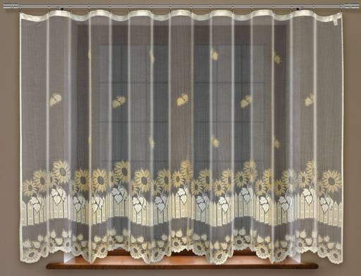 Готовые шторы арт. 219420/160, ПОДСОЛНУХИ, золотистая пряжа, 160 см высота Х 315 см ширина, на универсальной ленте