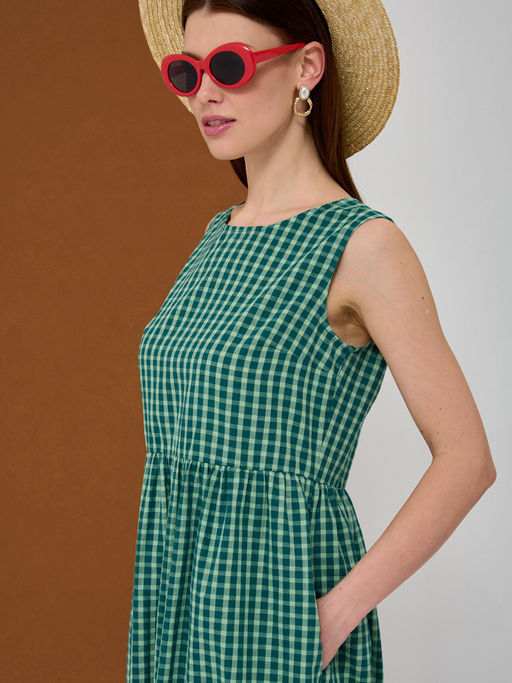 Платье хлопок клетка зеленая - Tantino фото 7