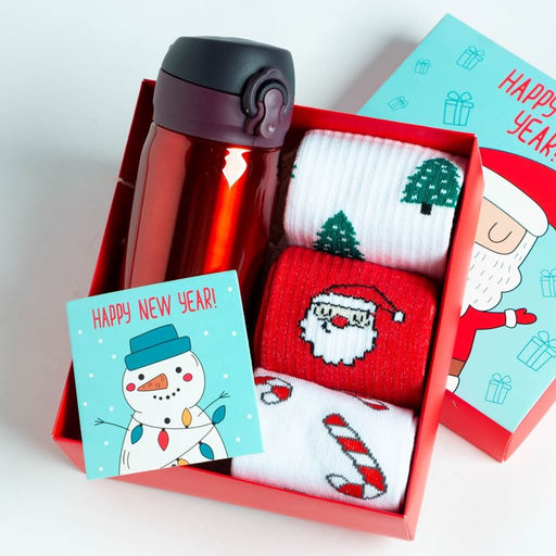 Новогодний подарочный набор термос и носки KAFTAN New Year, р-р 36-39  фото 9