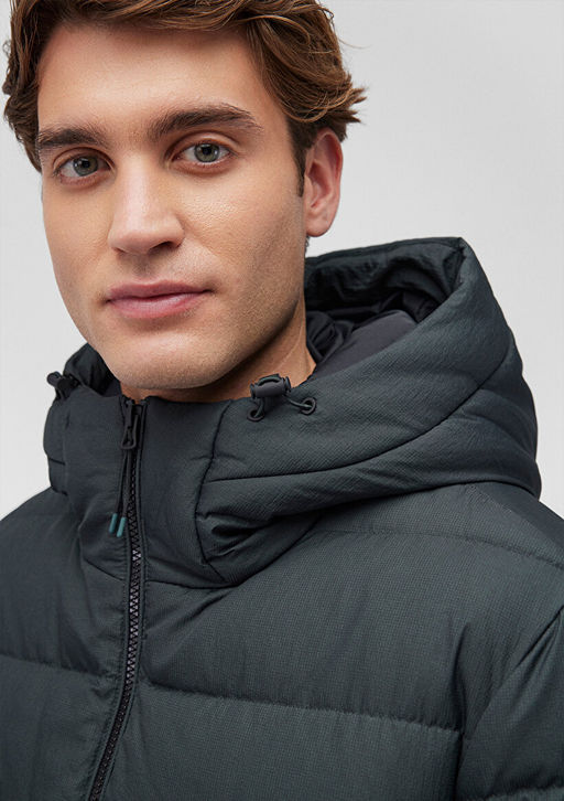 Kapusonlu Yesil Sisme Mont - Mavi фото 5