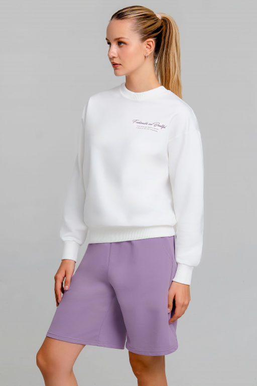 Арт. 5343 Костюм женский с шортами 42-50 (5 шт) Цвет:верх- белый, низ- кэмел - Калинка фото 10