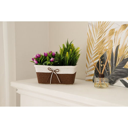 Кашпо для цветов плетёное «Бантик», 23,5×12,5×10,5 см, прямоугольник, цвет МИКС