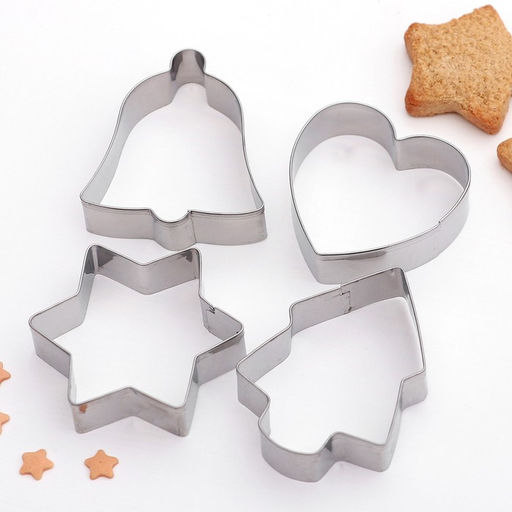Цена за 2 шт. Формы для печенья новогодние Рождество, набор 4 шт., нержавеющая сталь, серебристые - Доляна фото 6